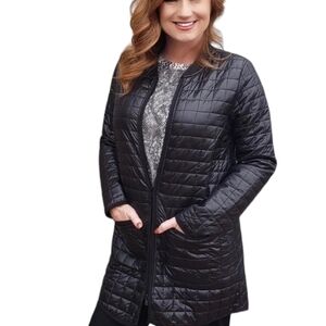 Elliott Lauren Long Quilted Zip Jacket Black Nylon Women's Size XS